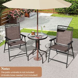Set Bistrot da Esterno in 3 Pezzi con Foro per Ombrellone - Telaio in Metallo Resistente, Sedie e Tavolo Pieghevoli, Leggero e Facile da Montare - Product Image 3