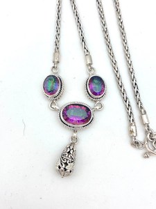 Vintage Gold Plated Mystic Topaz Bali Necklace Handmade Gemstone Jewelry Elegant Women Gift Wholesale Supplier - Product Image 4