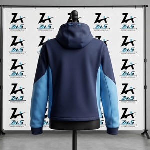 Chaqueta de Forro Polar con Capucha y Cremallera para Hombre, Diseño Casual de Otoño, Chaqueta Deportiva de Poliéster con Bloques de Color - Product Image 2