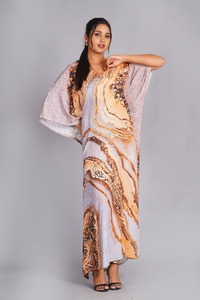 Hermoso Kaftán 100% Algodón Puro con Estampado Floral, Camisón de Satén Indio de Lujo, Transpirable para Primavera/Verano, Ropa de Playa Bohemia - Product Image 3
