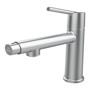 Rubinetto Monocomando Cromato per Lavabo, Montaggio su Piano a 1-3 Fori, Funzione 2-in-1 con Flusso a Fontana - Product Image 1