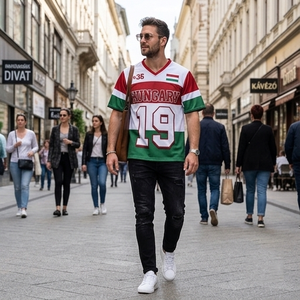 Camiseta de Fútbol de Hungría para Hombre, Cuello en V, Manga Corta, 100% Poliéster, Malla Transpirable, Impresión por Transferencia de Calor, Corte Regular - Product Image 2