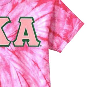 Camiseta AKA Pink Tie-Dye con letras verdes, camiseta de algodón, Top informal de manga corta para mujer, ropa griega cómoda de verano - Product Image 3