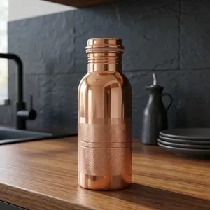 Bouteille d'eau en cuivre pur pour un usage quotidien, élégante bouteille en métal rose gold pour la maison, le bureau, les voyages et l'eau potable réutilisable - Product Image 6