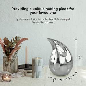 Royal Aluminum Tear Drop Cremation <b>Keepsake</b> Urn Memorial Tribute Holder Designed With Durable Elegant Lid Closure - Product Image 5