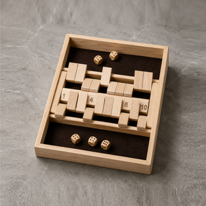 Handcrafted Wooden Shut The Box Dice Game With Felt Lined Tray Traditional Family Board Game For <b>Kids</b> And Adults Play For Fun - Product Image 3