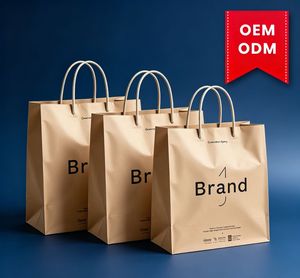 Bolsas de Compra de Papel Kraft Personalizadas OEM con Estructura Plegable, Bolsas de Embalaje Impresas Ecológicas para Tiendas Minoristas - Product Image 1