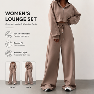 Ensemble de survêtement unisexe épais et écologique à capuche, coupe ajustée, imprimé, couleur unie, en velours, avec pantalon et sweat-shirt longs, poches latérales - Product Image 4