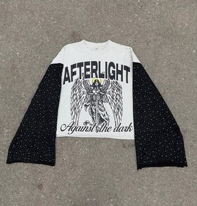 Camiseta de manga larga de algodón de doble capa, estilo vintage, lavado ácido, corte holgado, con estampado DTG personalizado. - Product Image 5