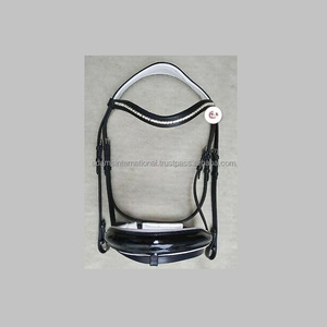 Casque en cuir rembourré doux confortable de haute qualité pour bride équestre d'équitation avec bande de front en cristal Bling - Product Image 2
