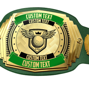 Cinturón de Campeón de Golf Personalizable con Correa Verde, Placa Dorada y Diseño Alado para Premios Personalizados - Product Image 5