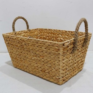 Panier de rangement rectangulaire en rotin naturel tressé à la main avec poignées, bac organisateur rustique multi-usages - Product Image 3