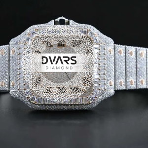 New Arrival Luxury 42mm Square Case 20mm Band Moissanite Hip Hop Diamond Watch for Gifts & Occasions - Product Image 4