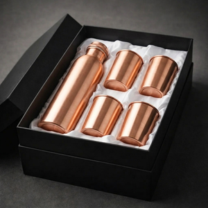 Juego de Botella y Tazas de Agua de Cobre de Lujo Moderno, Portátil, a Prueba de Fugas, Ecológico, en Caja de Regalo - Product Image 6