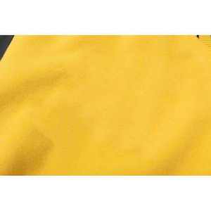 เสื้อแจ็คเก็ตวาร์ซิตี้สีเหลืองสำหรับผู้ชาย ยี่ห้อโนอาห์ แขนเสื้อหนัง PU สีดำ ปกเสื้อพับได้ สวมใส่สบายๆ ในฤดูใบไม้ร่วง ทรงปกติ ติดกระดุม - Product Image 5