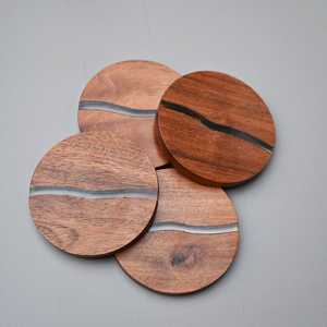 Natural Wood and Resin Square <b>Coaster</b> Set Artisan Crafted Handmade 350mm Diameter <b>Drink</b> <b>Coasters</b> for Modern Living Spaces - Product Image 2
