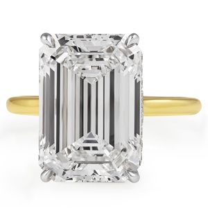 Bague de fiançailles de luxe allongée en or jaune 14K avec diamant de laboratoire taille émeraude 8 carats certifié IGI, bague solitaire, vente en gros d'usine - Product Image 3