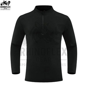 Wholesale Windproof Breathable Half <b>ZIP</b> Stand Collar Long Sleeve High Fitness T-<b>shirts</b> For Men - Product Image 3