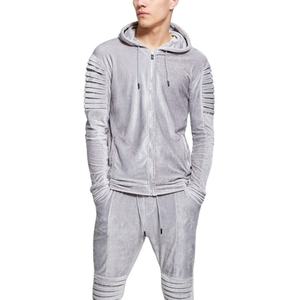 Conjunto Deportivo 2 en 1 para Hombre, Color Gris, con Capucha, 100% Algodón, Manga Larga, Cierre con Cordón, Transpirable, Estilo Casual, para Otoño, Corte Holgado - Product Image 1