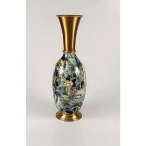Jarrón de metal esmaltado azul de lujo con diseño floral, estilo antiguo, cloisonné, maceta decorativa alta para el hogar, centro de mesa para bodas - Product Image 4