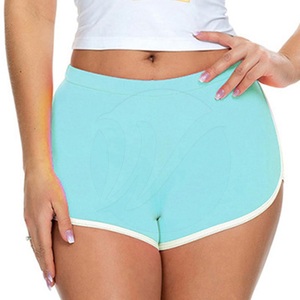 Shorts Deportivos de Cintura Baja, Color Azul Claro, Transpirables, de Secado Rápido, Spandex/Poliéster, para Mujer, Diseño Personalizado, Popular - Product Image 1