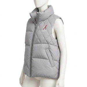 Gilet matelassé léger sans manches à col montant et fermeture éclair intégrale pour femme, en tricot, écologique, respirant, 100 % coton, chaud - Product Image 2