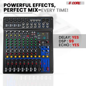 Mixer DJ Professionale a 12 Canali con 99 Effetti DSP e Alimentazione Phantom 48V - Product Image 2