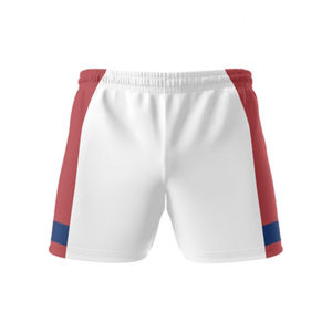 <b>Men</b> <b>Red</b> Solid Sport <b>Shorts</b> Front Logo Mid Elastic Waist White Side Stripes Quick Dry 100% Polyester Digital Printing 80g Summer - Product Image 3