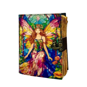 Diario de cuero hecho a mano con vidrieras de colores, libro de hechizos Wiccan multicolor, Grimoire de las Sombras, con cerradura, hecho a mano en Rajasthan Al-Amir - Product Image 1