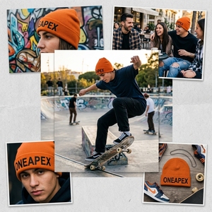 Gorro de Punto Naranja para Hombre, Gorro de Invierno con Puño, Unisex, Estilo Urbano, Gorro con Diseño de Calavera, Logotipo Personalizado, Accesorio de Moda al por Mayor - Product Image 6