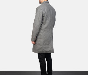 Abrigo Largo de Lana Gris para Mujer, Cuello con Muescas, Doble Botonadura, Grueso, para Invierno - Product Image 3