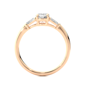 Anillo de Diamantes Cultivados en Laboratorio de 18K y 0.93CT para Mujer, Forma Redonda y Baguette, con Certificado IGI y Claridad VS1, Venta al Por Mayor - Product Image 2