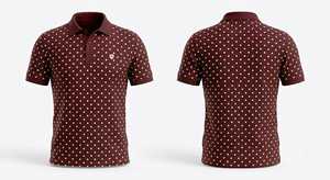 เสื้อโปโลผู้ชายสีแดงเลือดหมูลายจุดสีขาว ขอบสีดำเรียบหรู แขนสั้น ผ้าฝ้ายลำลอง สำหรับเล่นกอล์ฟ ดีไซน์เสื้อฤดูร้อน - Product Image 2