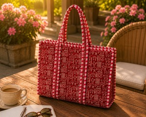 NOUVEAU sac fourre-tout en coton matelassé personnalisé JAIPUR INTERNATIONAL |   Sac de courses imprimé floral fait main |   Grand sac fourre-tout réutilisable et lavable - Product Image 2