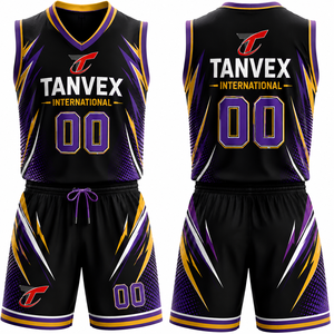 ชุดเสื้อบาสเก็ตบอล TANVEX International แบบซับลิเมชั่น คอวี แขนกุด แห้งเร็ว ชุดกีฬาผู้ชาย สีพื้น เป็นมิตรกับสิ่งแวดล้อม 100% - Product Image 1