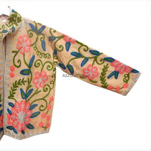 Indian Hand Embroidered Corduroy Suzani <b>Jacket</b> Boho <b>Hippie</b> Women With Cotton Stripe Liner Wear Coats <b>jackets</b> - Product Image 3