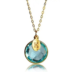 Collar con Bisel de Topacio Azul Cielo Hecho a Mano, Gema Facetada de 14mm, Engaste Chapado en Oro, Joyería de Piedra de Nacimiento de Diciembre, Regalo para Bodas - Product Image 2