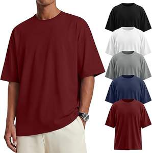 Camiseta Básica para Hombre con Hombros Caídos, Corte Oversize, Dobladillo Curvo, Colores Personalizados, 100% Algodón Peinado de Alta Calidad 2026 - Product Image 2