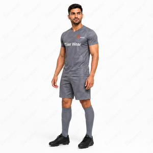 Maillot de foot pour homme, impression par sublimation, tissu performant à sublimation intégrale, manches courtes, et short de foot athlétique. - Product Image 2