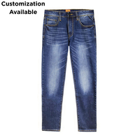 Özel Tasarım Vintage Tarzı Resmi Erkek Kotları Stok Fazlası Mavi Yıkama Regular Fit Nefes Alabilen Sürdürülebilir Denim Kotlar Stok Fazlası