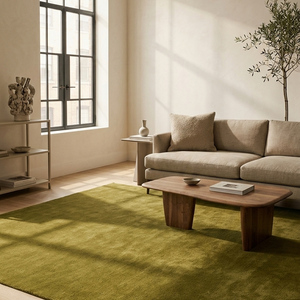 Tapis moderne en laine verte tufté à la main, antidérapant, texturé, pour salon, chambre, décoration intérieure, doux et contemporain - Product Image 6