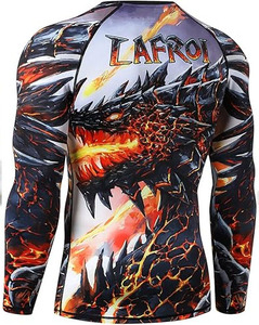 Camiseta de Compresión de Manga Larga para Hombre, con Estampado de Dragón Negro, de Secado Rápido, para Natación - Product Image 2