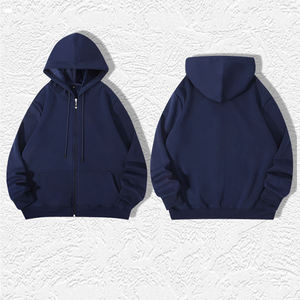 Sudadera con capucha de invierno para hombre, personalizada con serigrafía, estilo urbano, con cremallera completa, efecto lavado, 100% algodón, con cuello bordado y cordón ajustable - Product Image 2