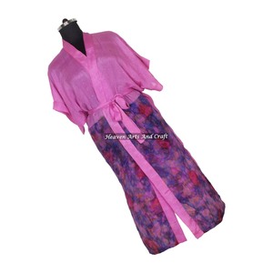 KL005 2026 Spring Women Vintage Sari Kimono Long Sleeve Stylish Multi Color <b>Winter</b> Autumn Nightgown Full Length Silk - Product Image 5