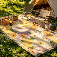 Couverture tissée jacquard personnalisée en coton et polyester, motif dessin animé, avec logo et pompons