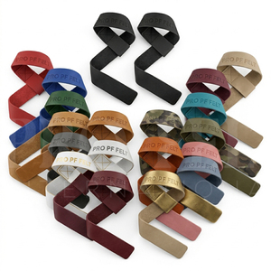 Sangles de musculation en cuir premium, robustes, avec logo personnalisé en relief, pour soulever des poids lourds, pour deadlift et musculation - Product Image 1