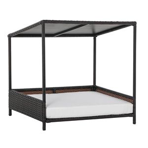 Cuccia per Cani di Lusso Moderna in Vimini, Divano Rialzato in Rattan con Cuscino, Cuccia in Legno per Interni ed Esterni per Razze Grandi, Marrone - Product Image 1