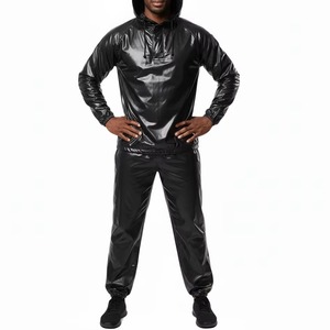 Traje de Sauna con Capucha Negro para Hombre, Fibra de Polietileno, Cintura Elástica, Ropa Deportiva para Todas las Temporadas - Product Image 5
