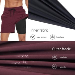 Swimming Shorts For <b>Mens</b> Solid Swim <b>Trunks</b> with Compression Liner 2 in 1 Breathable Quick Dry Swim Shorts with Zipper Pockets - Product Image 4