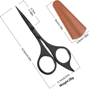Wholesale Professional Stainless Steel Barber Hair Cutting Scissors Sharp Blades Black Coated Short <b>Handle</b> With Leather Sheath - Product Image 4